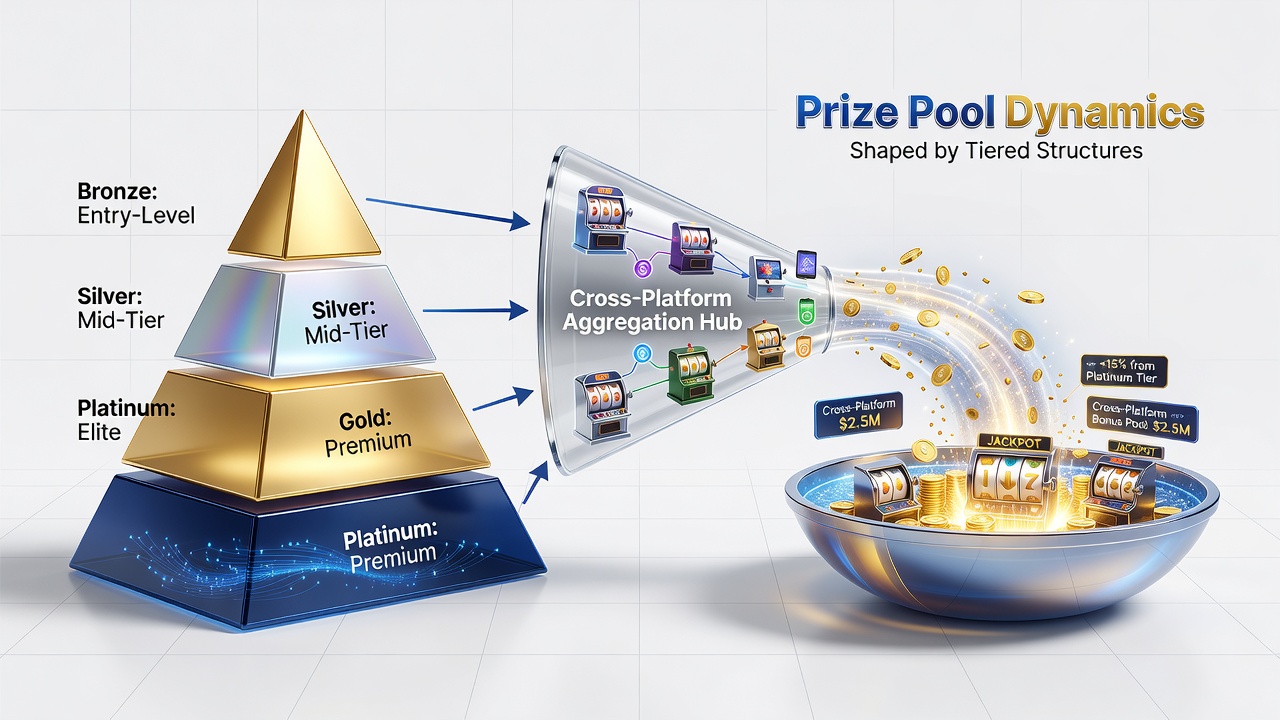 Data visualization of prize pool growth curves segmented by loyalty tiers across multiple gaming platforms