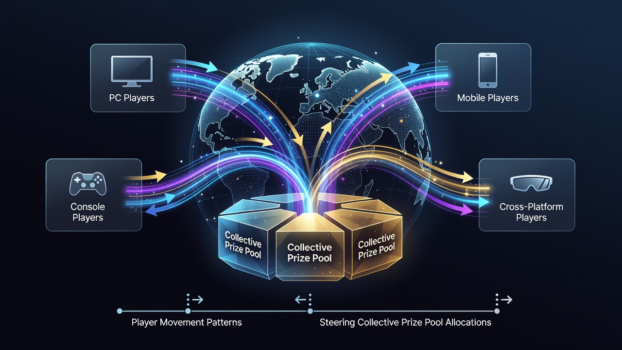 Data visualization of device-switch frequency and corresponding prize pool contribution rates across global slot networks